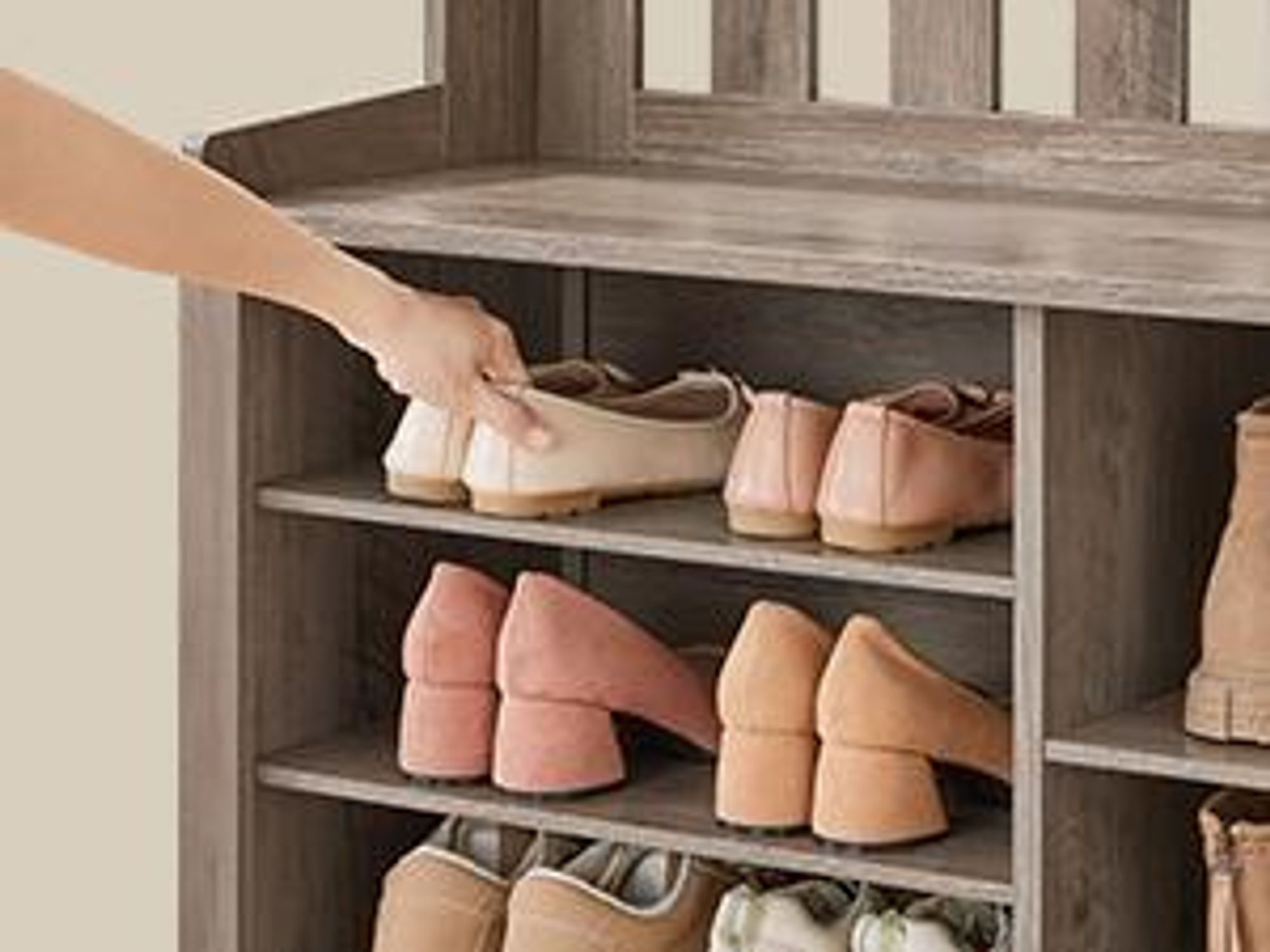VASAGLE Garderobenständer, Kleiderständer, Schuhbank, Garderobe mit Ablage