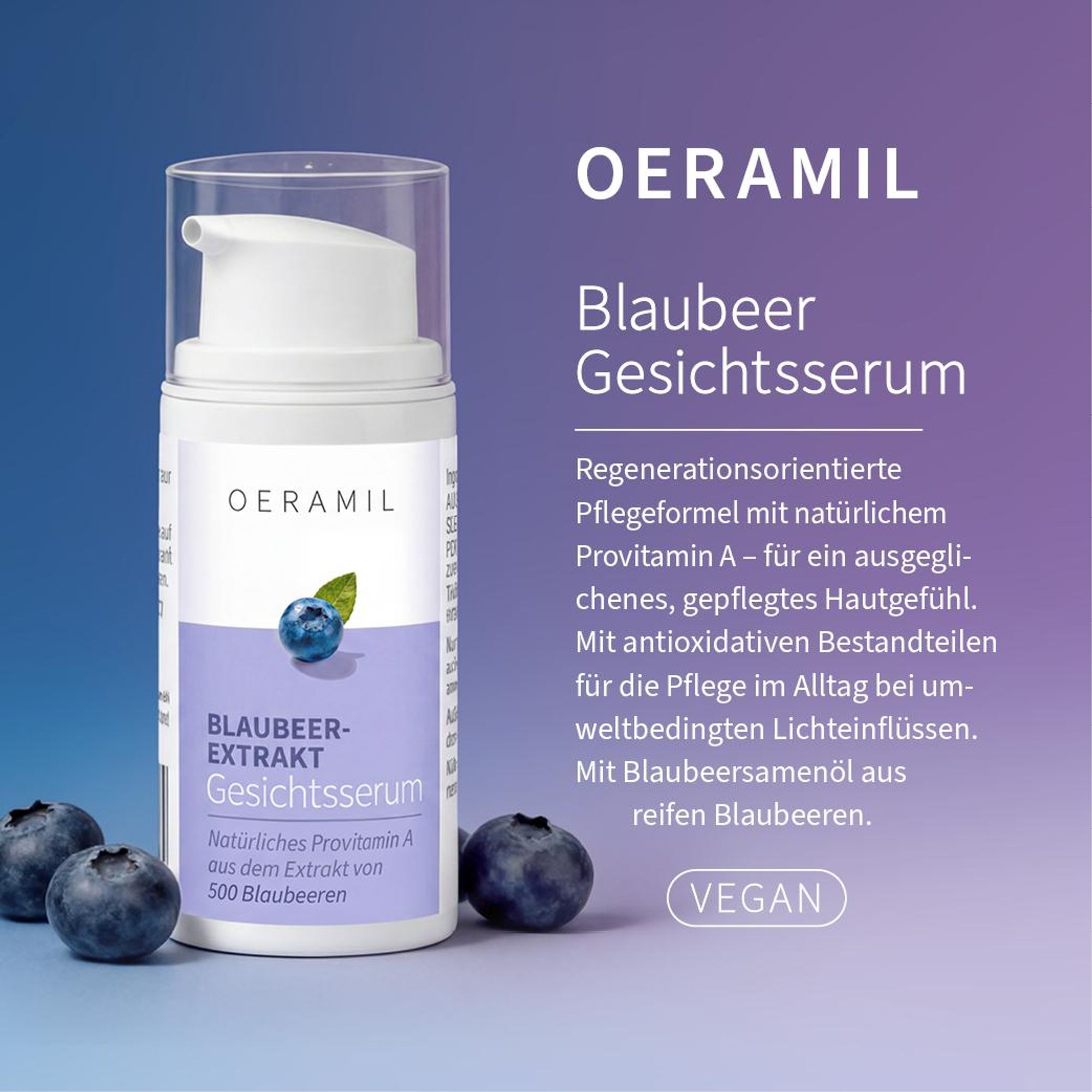 OERAMIL Blaubeer-Extrakt Gesichtsserum mit natürlichem Provitamin A, 30 ml