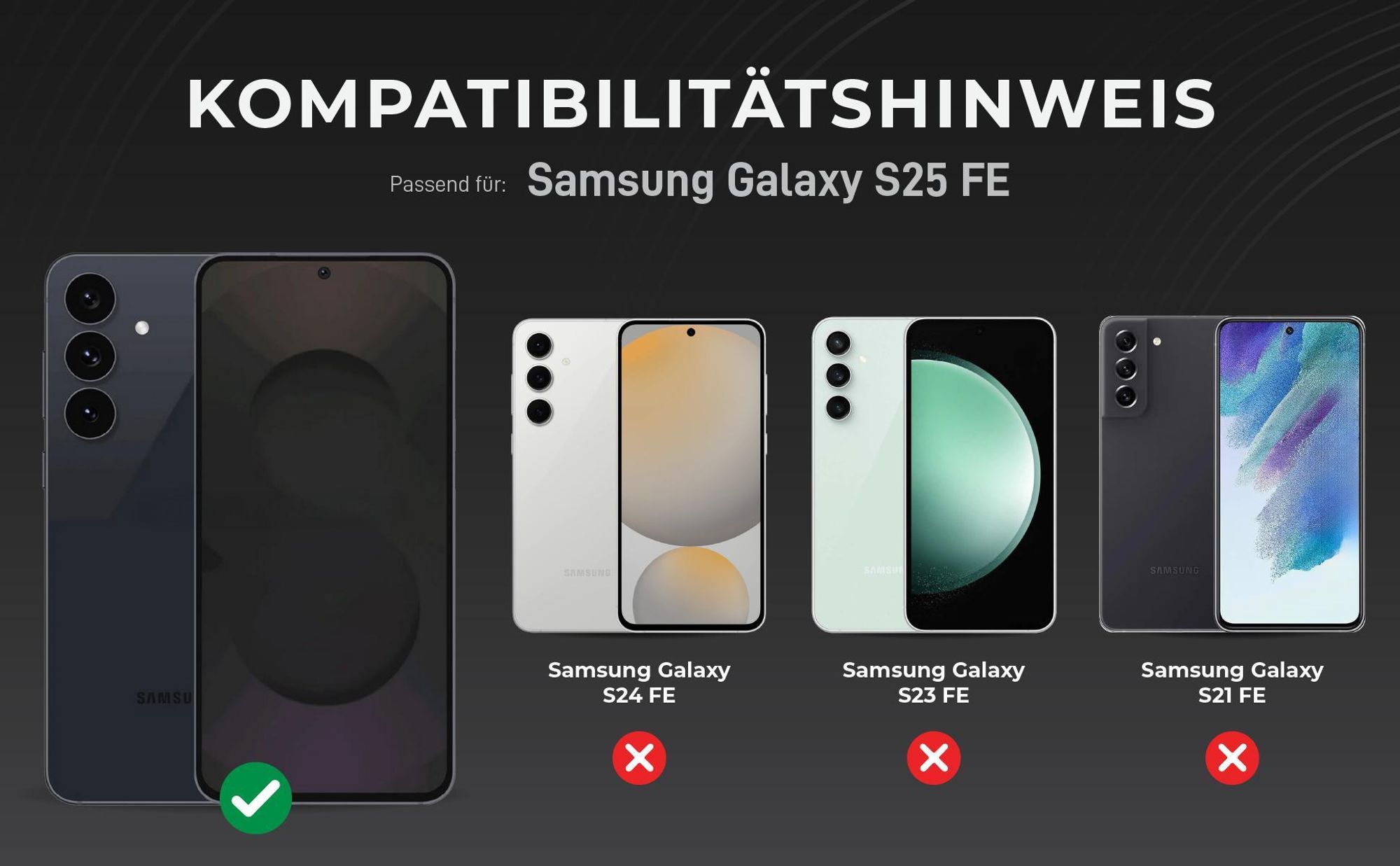 Kompatibilitätshinweise Kameraglas für Samsung Galaxy S25 FE