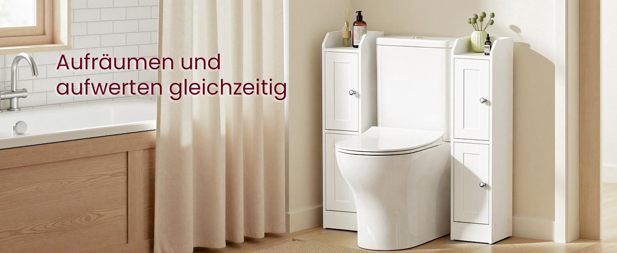 VASAGLE Schmaler Hochschrank, Badschrank, mit verstellbaren Ablagen, Badezimmerschrank für Bad, Landhausstil, weiß