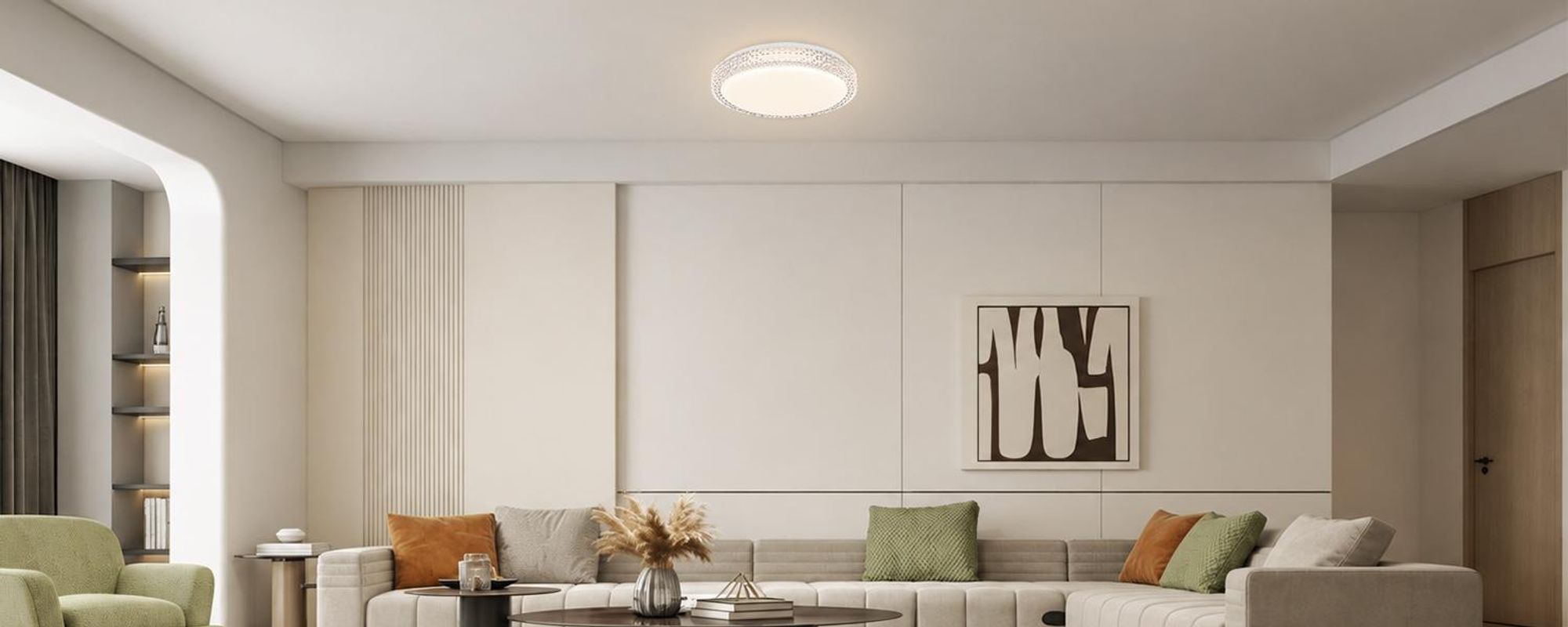 ZMH LED Plafonnier Dimmable CCT Ciel étoilé avec télécommande Plafonnier Rond Cristal 18W 30CM Pour Salon Chambre à coucher