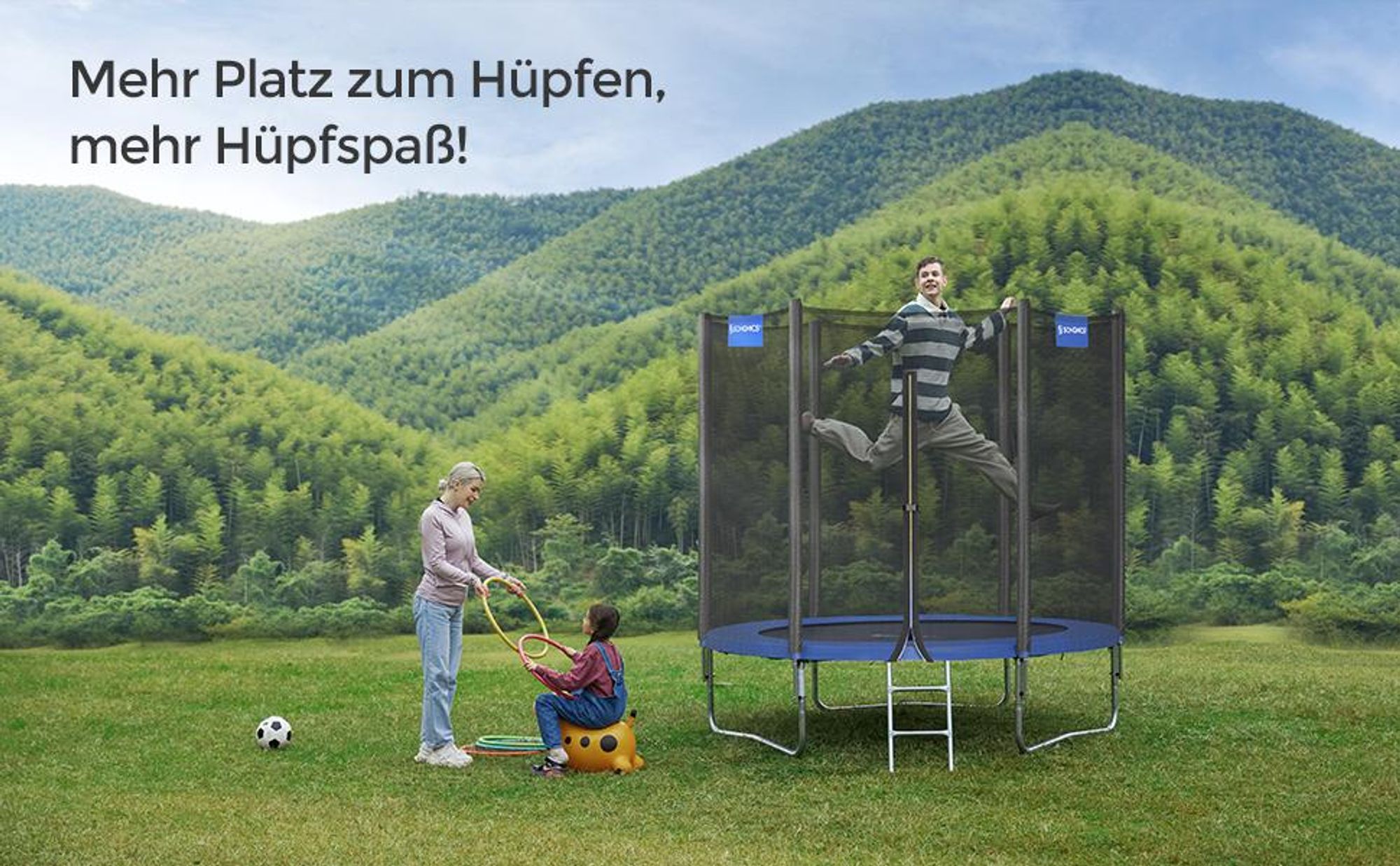 SONGMICS Ø 244 cm Trampolin bis 80kg mit Leiter+Netz+Randabdeckung robust sicher stabil solid Gartentrampolin STR8FT