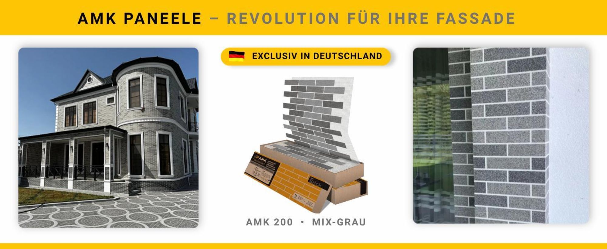 AMK Fassadenpaneele 200 Mix Grau – fertiges Objekt