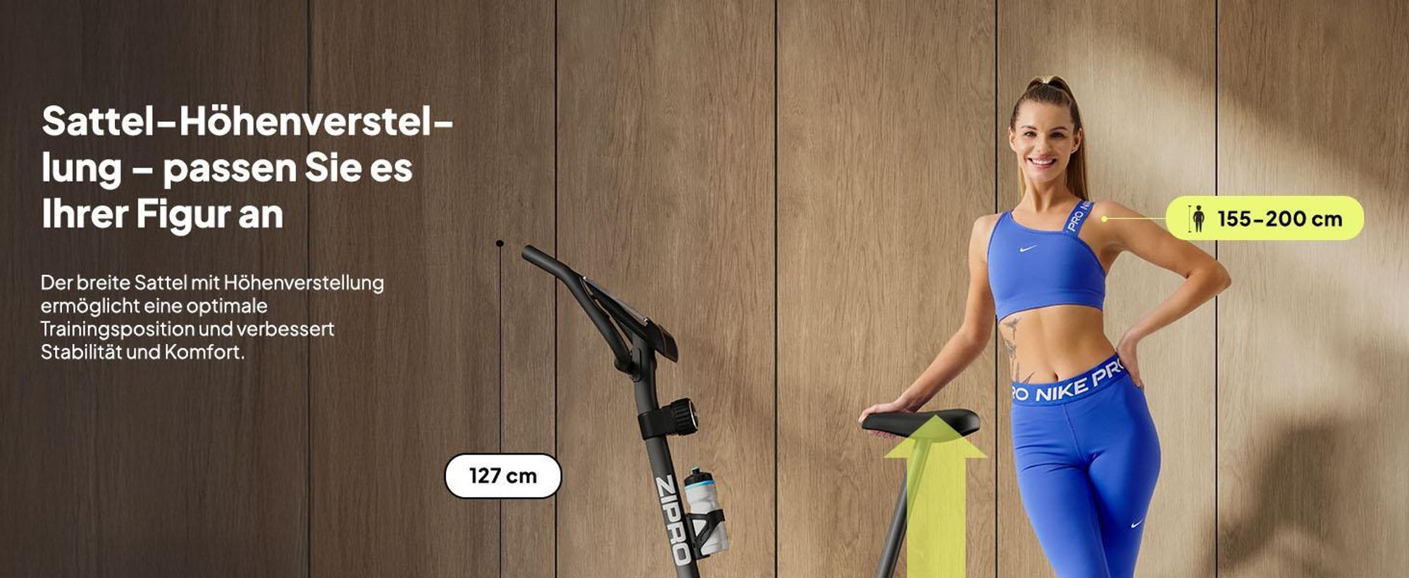 Zipro Heimtrainer Fahrrad Beat – Magnetisches Fitnessbike Schwungmasse Leiser Hometrainer für Zuhause Pulsmessung, Flaschenhalter & LCD Display 120 kg
