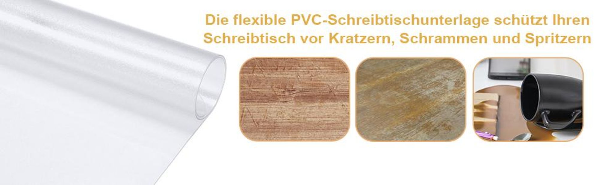 Tischunterlage, Tischschoner, Tischschutz, Tischdecke, Schreibtischmatte, Schreibtischunterlage Transparent, rutschfeste, Groß 120x60cm