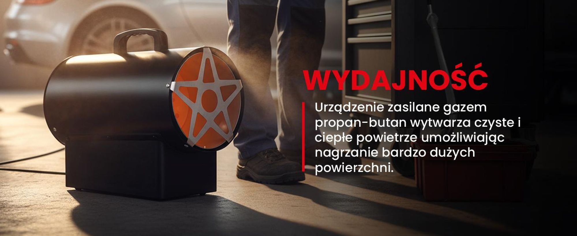 Mocna nagrzewnica gazowa z z termostatem i reduktorem ciśnienia