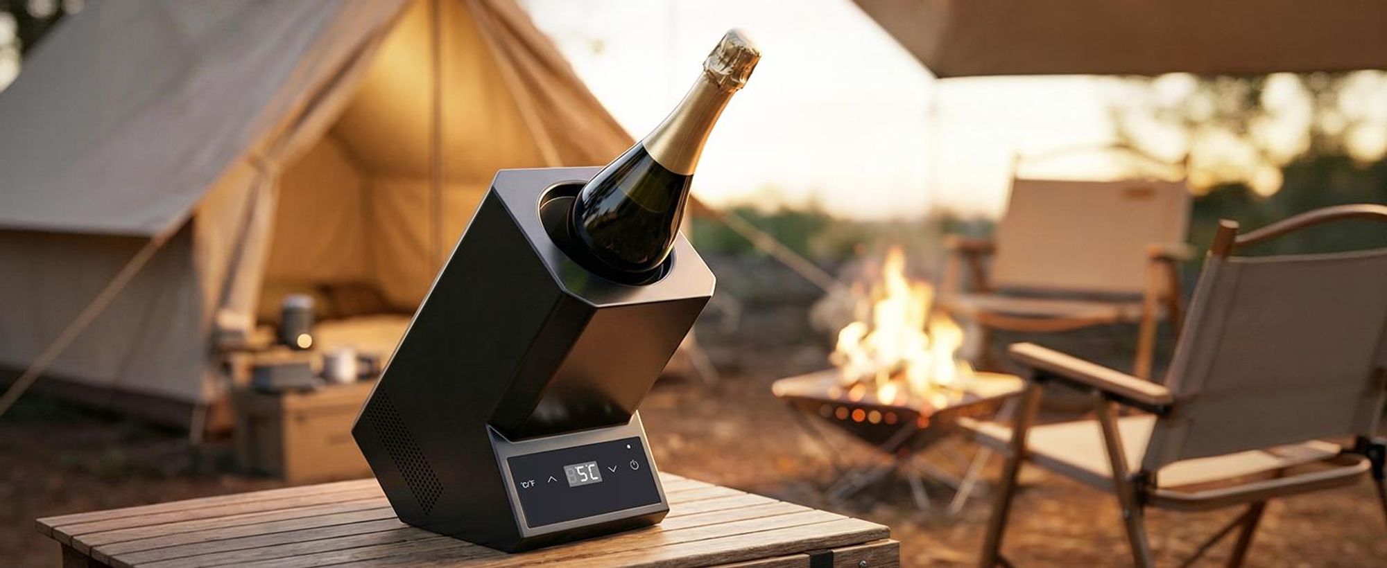 5-18°C Einstellbar Weinkühler Elektrisch, Touch Bedienung & 24H Dauerbetrieb Cooler Flaschenkühler Getränkekühler für Wein Sekt Champagner ohne Eis