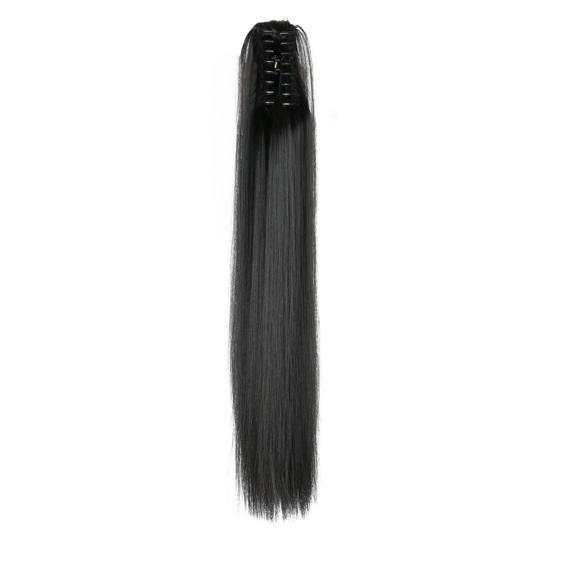 Pferdeschwanz Extensions Schwarz – Clip-In Hairextensions – Brasilianische Ponytail Verlängerung – Haarteil – 60 cm