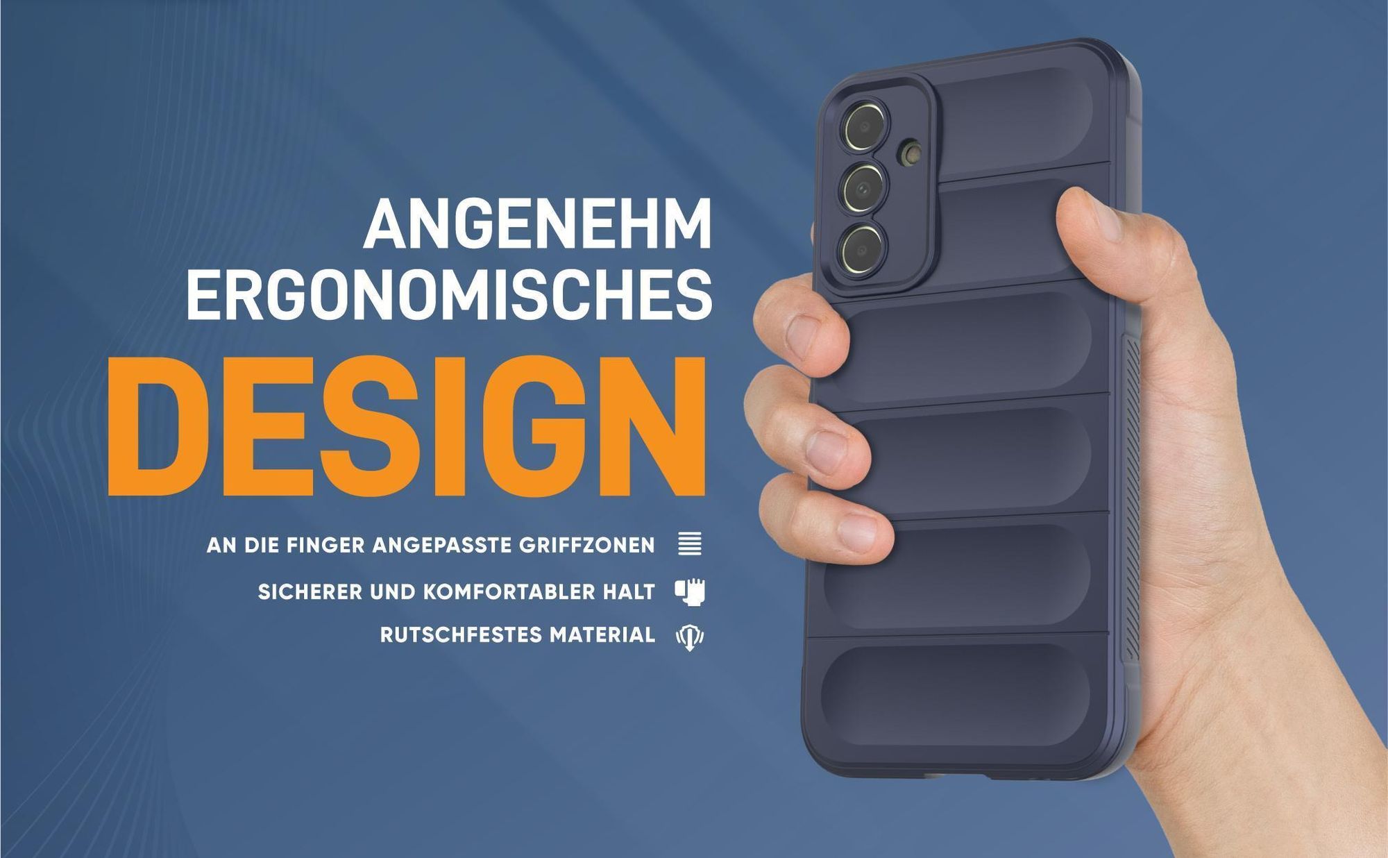 Blaue rutschfeste Hülle für Samsung Galaxy A15 / A15 5G mit weichem Mikrofaser Inlay