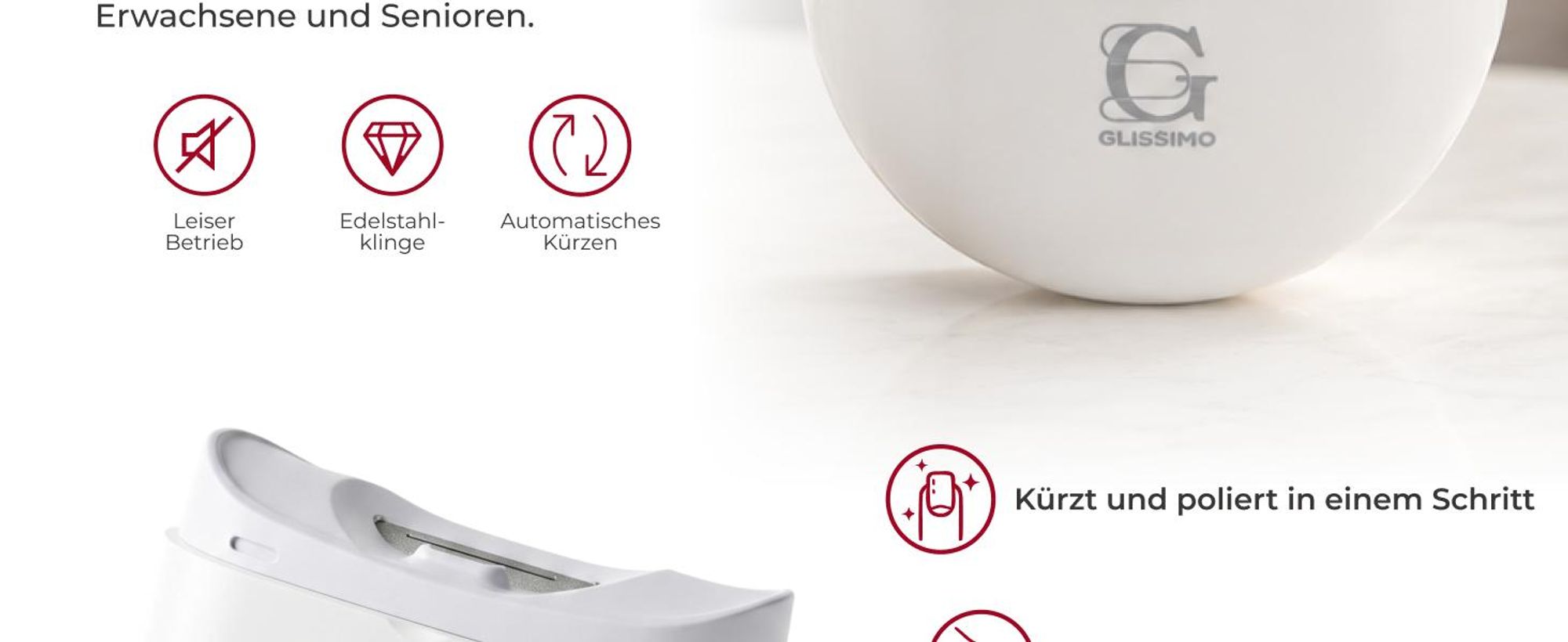 Professioneller elektrischer Nagelknipser Automatischer Maniküre & Pediküre Trimmer für Erwachsene & Babys, für Finger und Zehennägel Weiß
