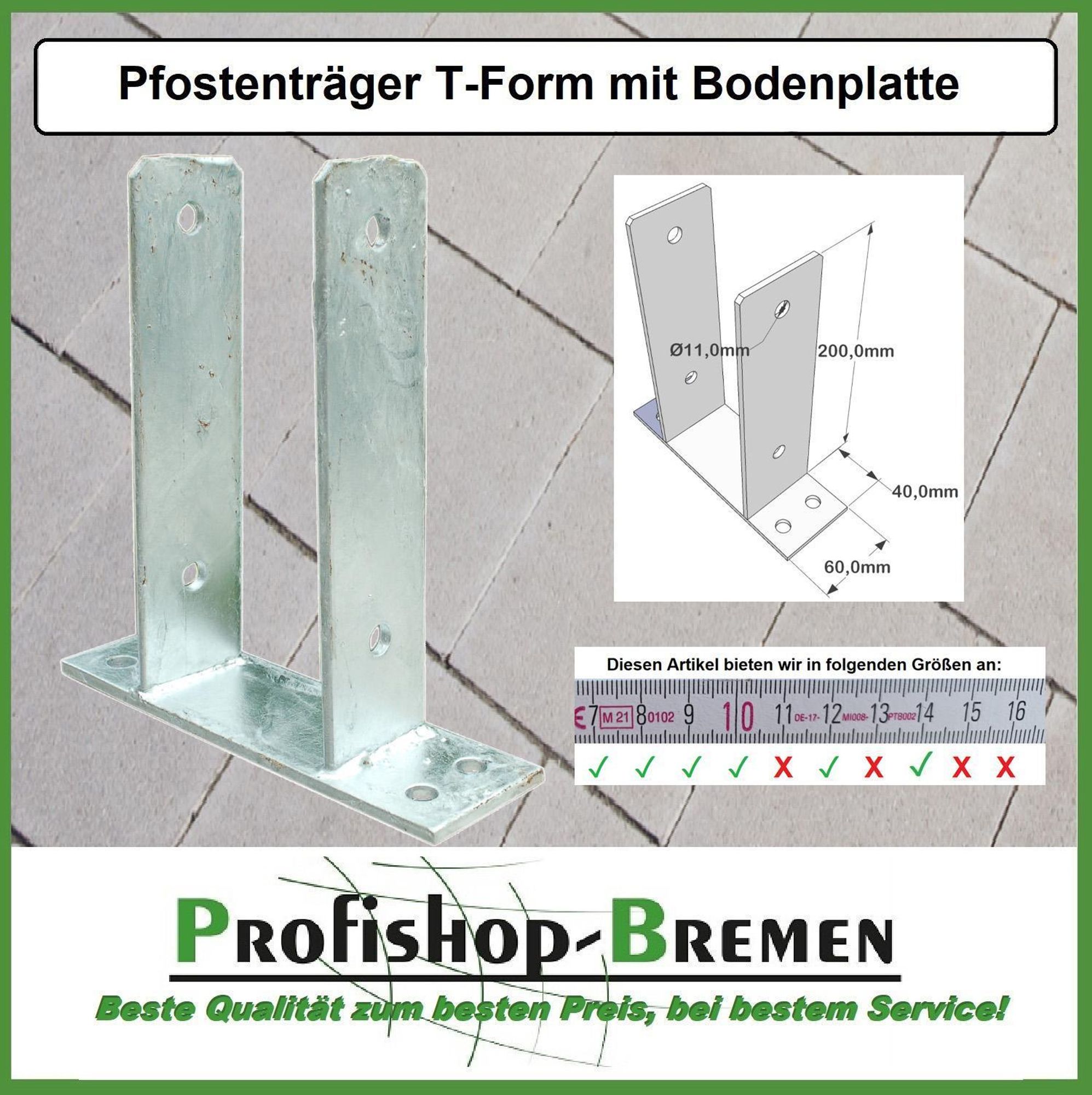 Pfostenträger für Pfosten 140 mm mit Bodenplatte feuerverzinkt für Holz-Pfosten 14 cm