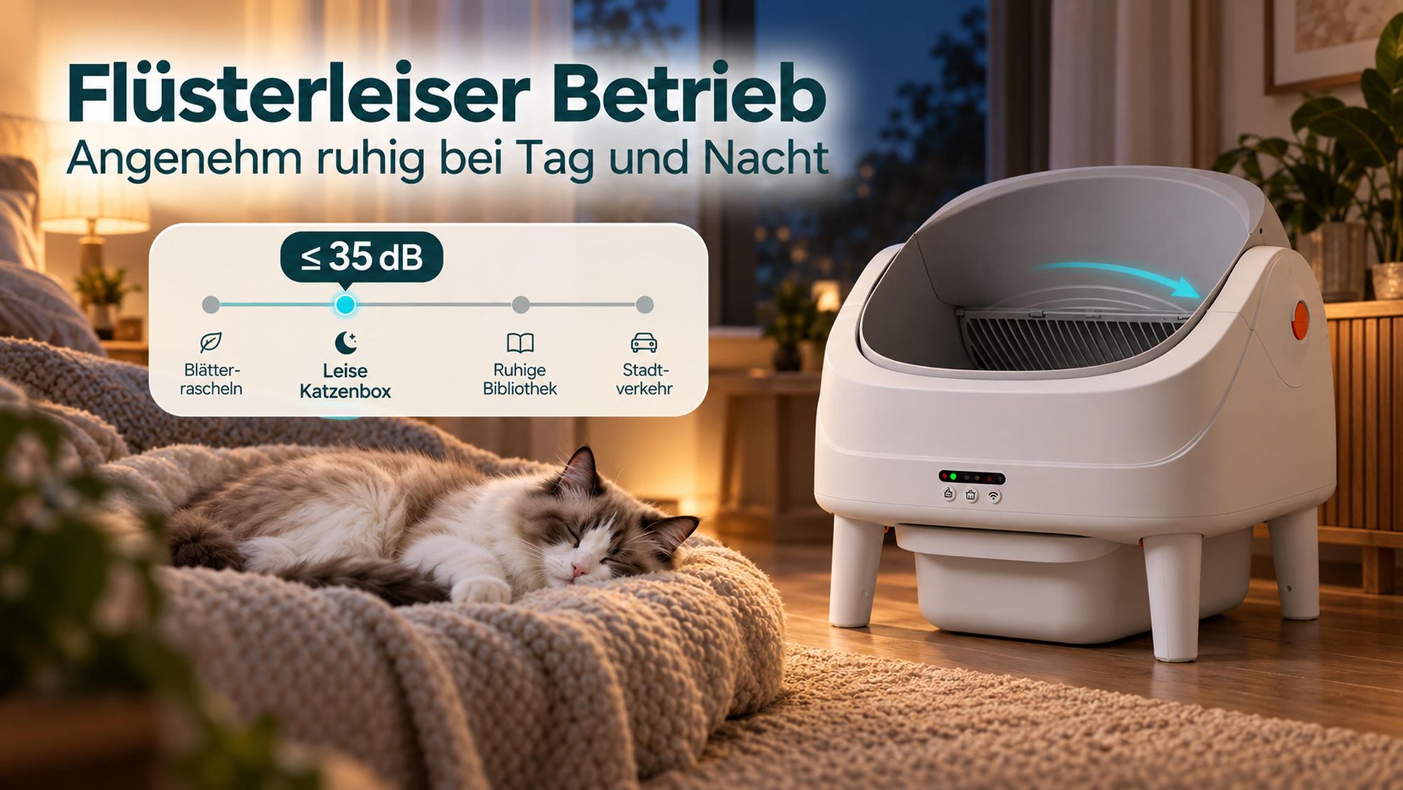 70L Selbstreinigende Katzentoilette, App & 8 Sensoren, Geruchskontrolle, leise, offen, für Mehrkatzen, 1,5-20kg, 14L Abfallbehälter