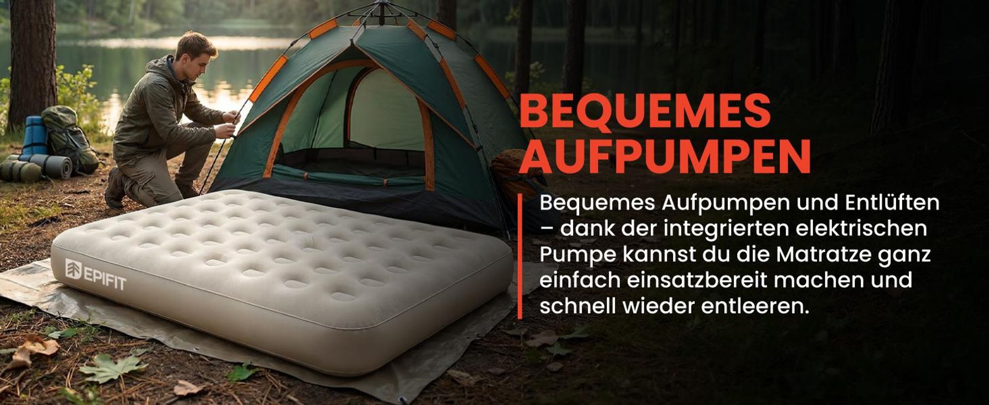 Luftbett Luftmatratze fur 2 Personen selbstaufblasen mit elektrische integriert Pumpe Doppel