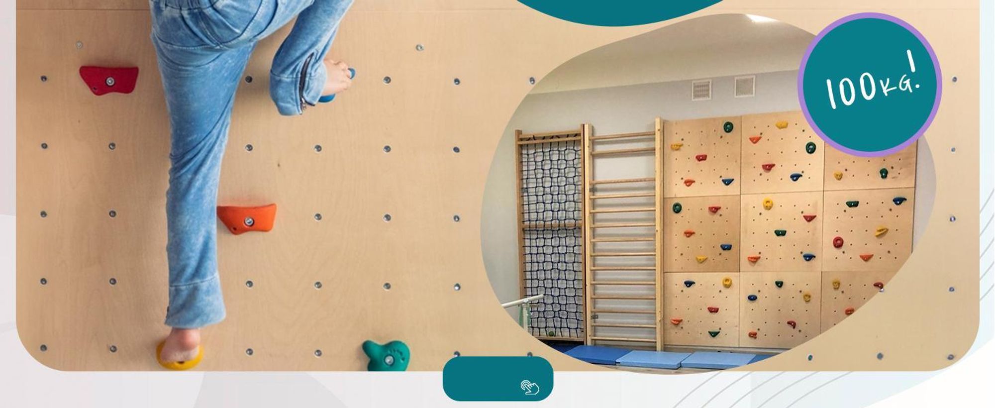 Create for you® - Kletterwand Kinderzimmer + 5 Klettersteine, Indoor, 60x120cm