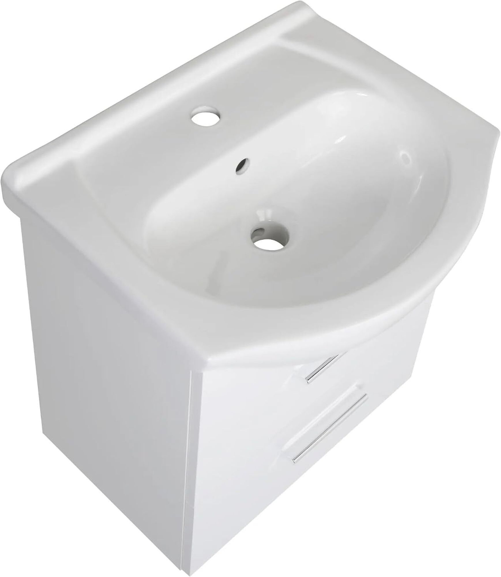 VBChome Badmöbelset 50 cm mit Keramik-Waschbecken und Hängeschrank mit 2 Schubladen – Kompakt, funktional und elegant für kleine Badezimmer
