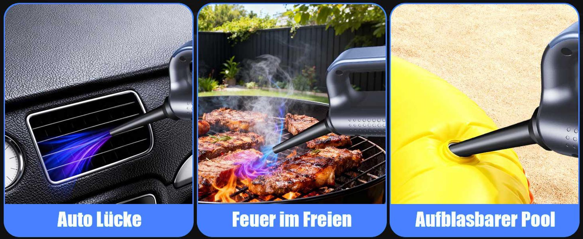 Handstaubsauger Akku 4-in-1, 18000Pa, 130W kabelloser Autostaubsauger, 6000mAh, Staubsauger mit Bürstenloser Motor, für Tierhaare, Auto, PC,Sofa, Haus