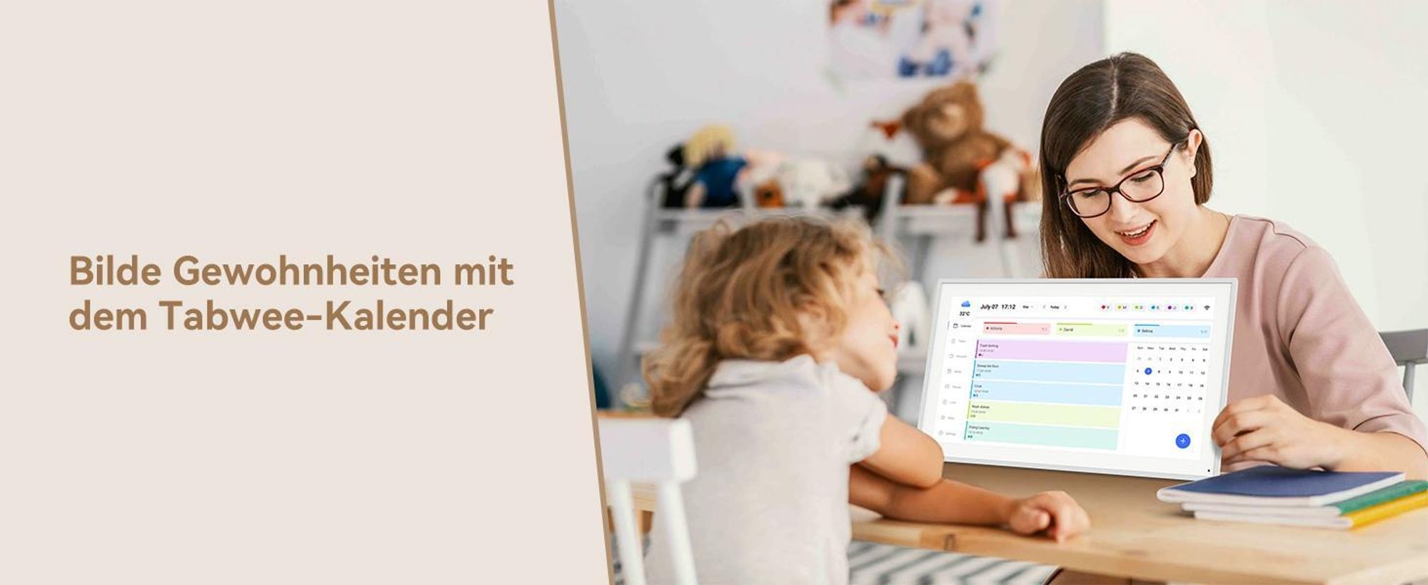 TABWEE P10 und P15 Kombi: Digitaler Kalender, 10,1" & 15,6" Displays, Fotoalbum & Belohnungssystem, 1280x800, 16:10, Multi-Device-Sync und Sharing