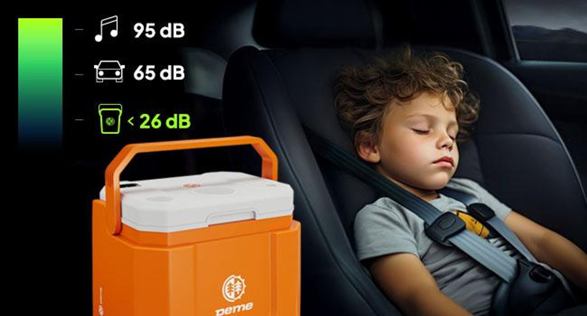 Peme Elektrische Kühlbox Trip Orange - Auto Camping, Kühlschrank, Bluetooth, Lautsprecher leise, Wärmebox Mini-kühlschrank, PKW LKW Reise, Zelt, USB