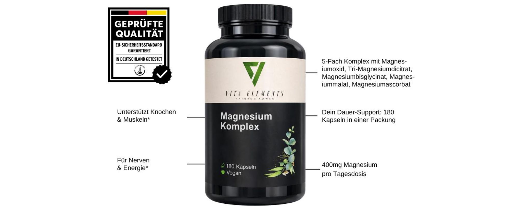 Vita Elements Magnesiumkomplex Produktdose