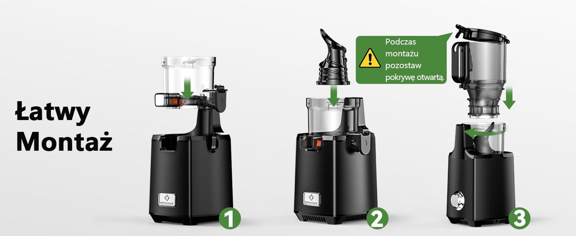Wyciskarka wolnoobrotowa LINKChef SJ-052-EU-BL, pojemność 1,8 l, odpowiednia do warzyw i owoców, wyposażona w potrójny system filtracji, czarna