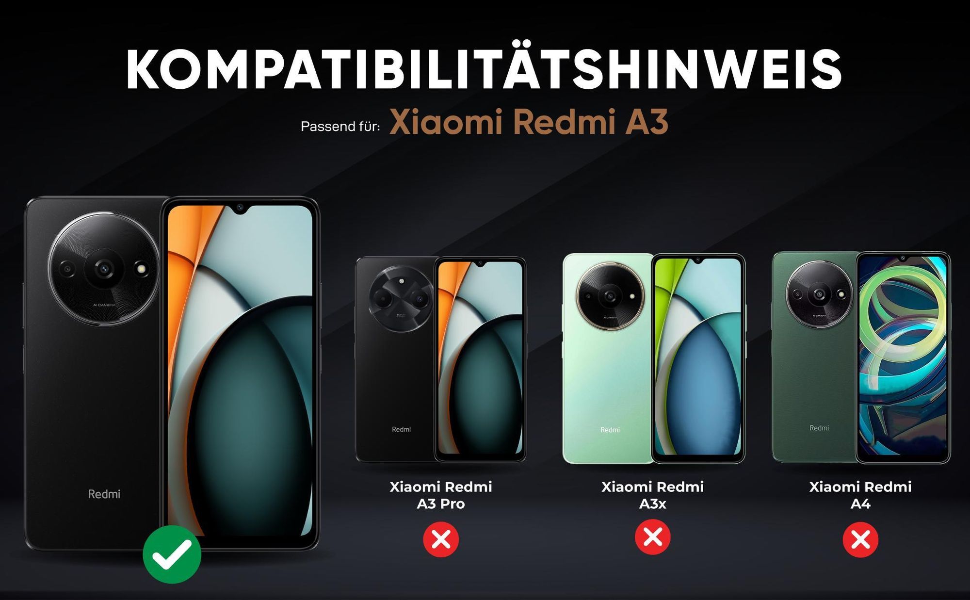 Kompatibilitätshinweise Hülle für Xiaomi Redmi A3