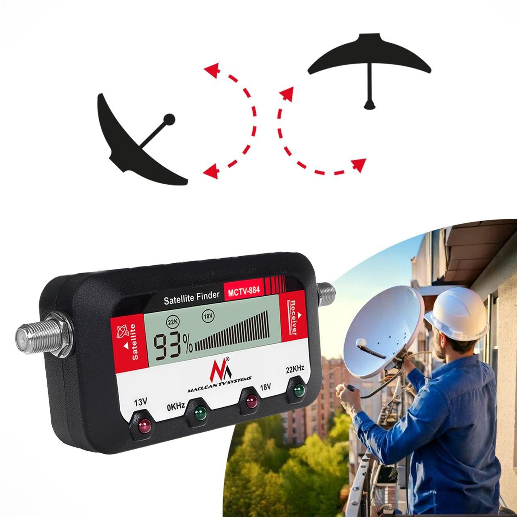 Digital SAT Finder Signal Sucher Satelliten Messinstrument inkl. Koaxialkabel 25cm