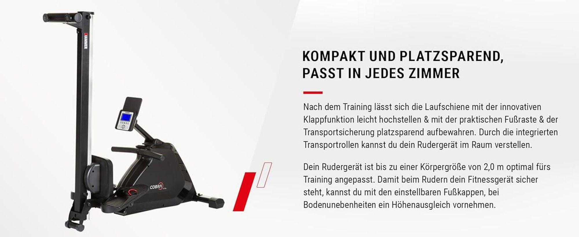 HAMMER Rudergerät Cobra XTR Plus II, innovativer Trainingscomputer, max. 130 kg
