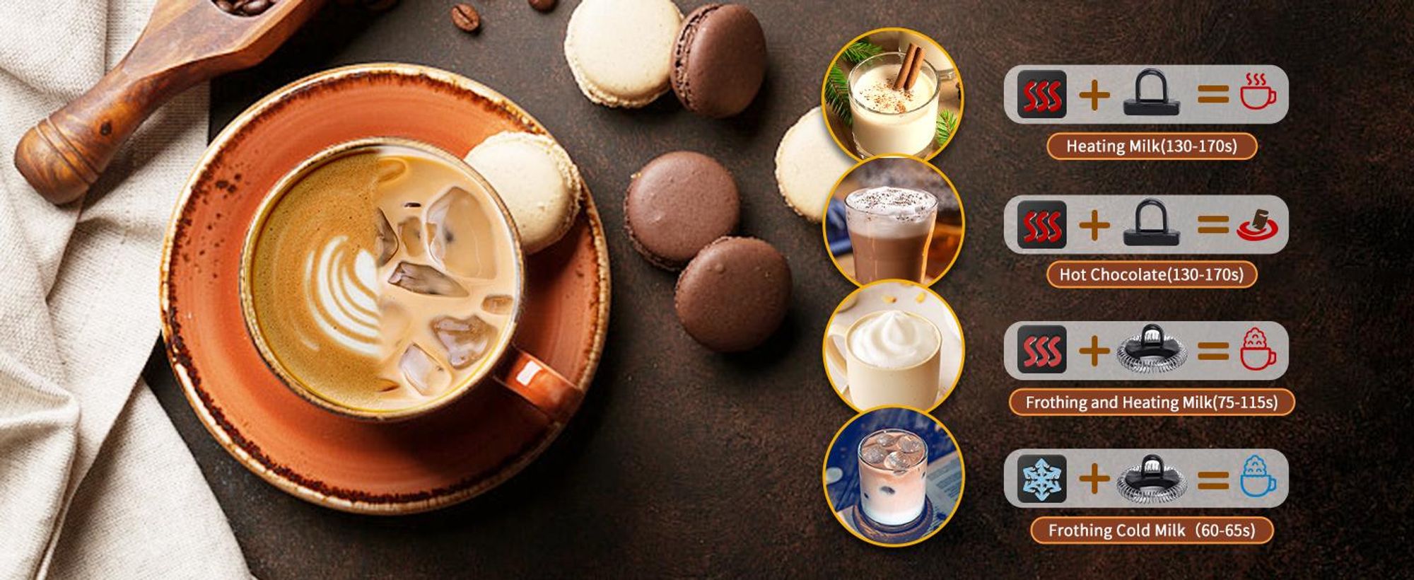 Aigostar - Milchaufschäumer Elektrisch mit 3 Modi, heißer & kalter Milchschaum, 500W, 240ml, Milch Frother für Cappuccino, Latte, Mokka, Macchiato