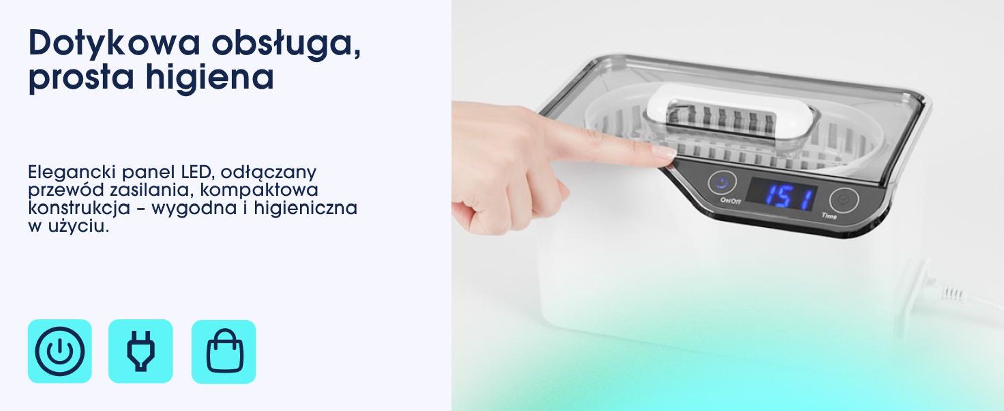 ZENT Myjka Ultradźwiękowa 600ml do Okularów, Nakładek ortodontycznych, Protez, Biżuterii, Energooszczędna, Biała