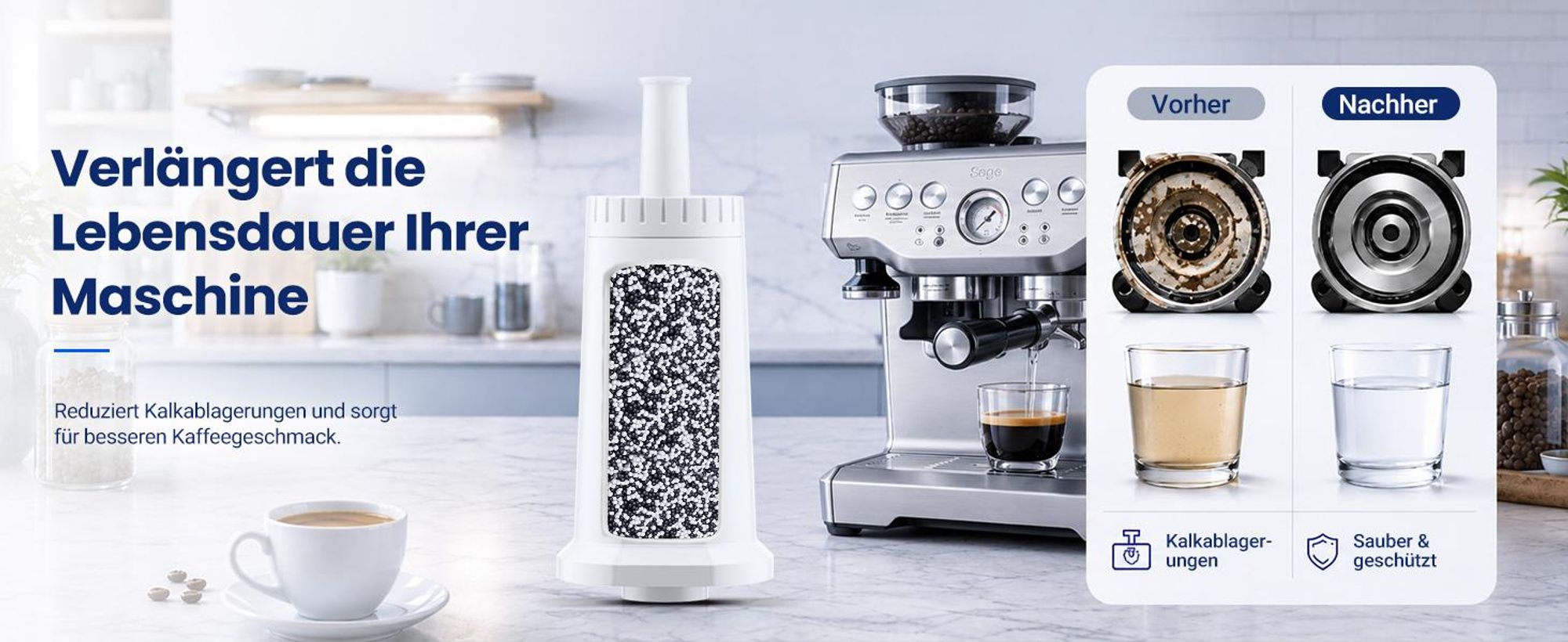 3er-Pack Wasserfilter für Sage Kaffeemaschinen, kompatibel mit Sage SES008WHT01 BES008, SES875, SES878, SES920, SES500, SES985, SES990, SES995/880/810