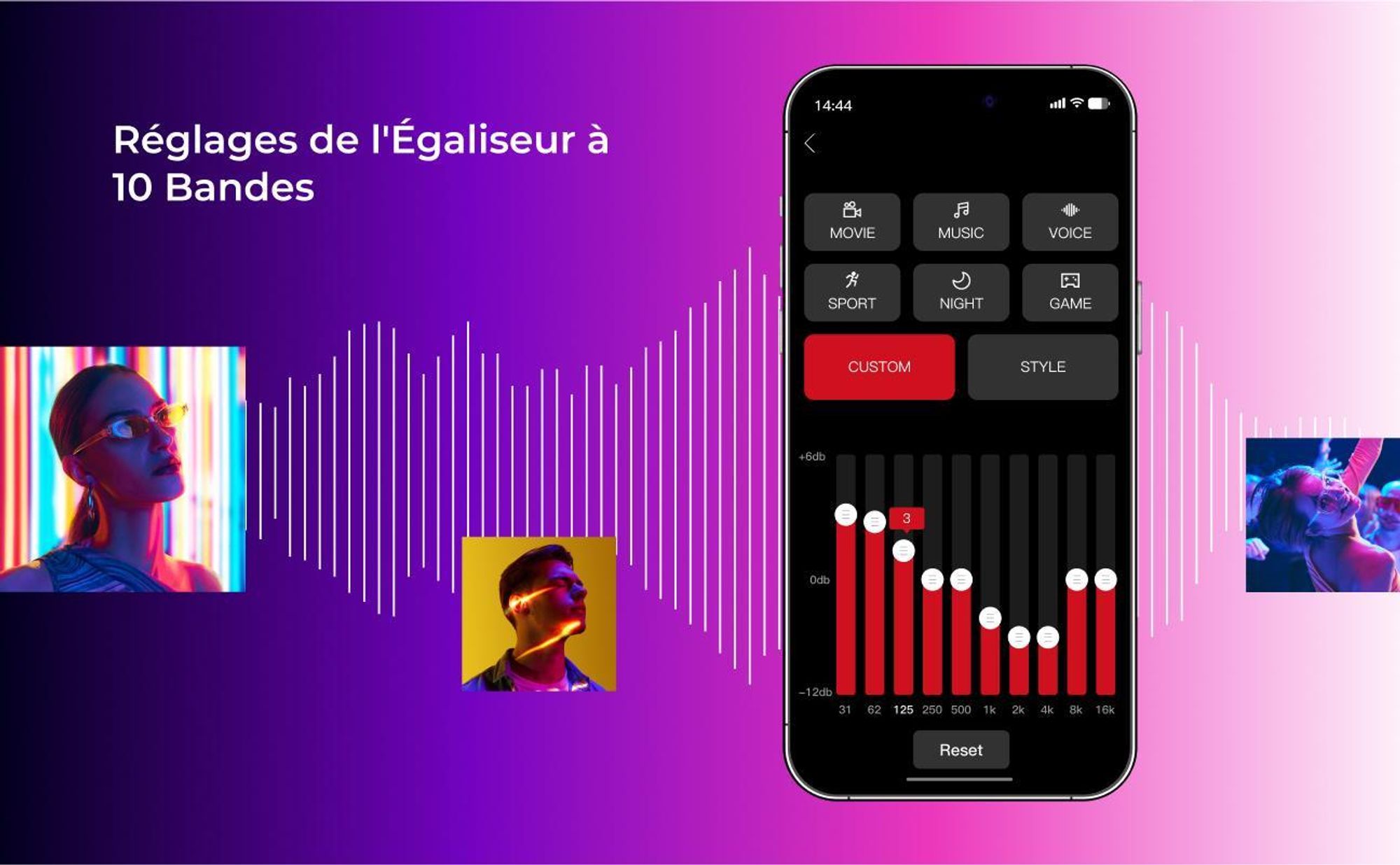 Barre de son amovible ULTIMEA 7.1ch avec lumière RGB, Virtual Surround Sound System avec subwoofer, 2 haut-parleurs surround, 410W