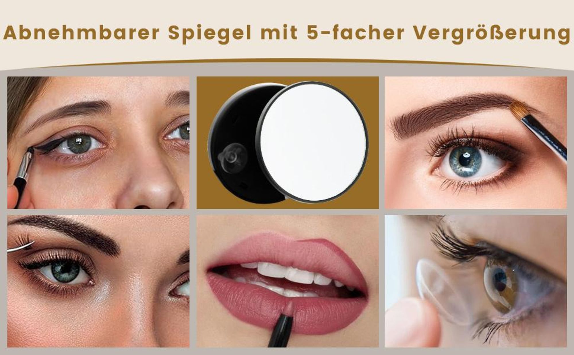 COSTWAY Schminkspiegel mit 3 Lichtfarben, Hollywood Spiegel mit 5X Vergrößerung, Beleuchtung, Einstellbarer Helligkeit, 360° drehbarer Make-up-Spiegel, Touch Steuerung Kosmetikspiegel