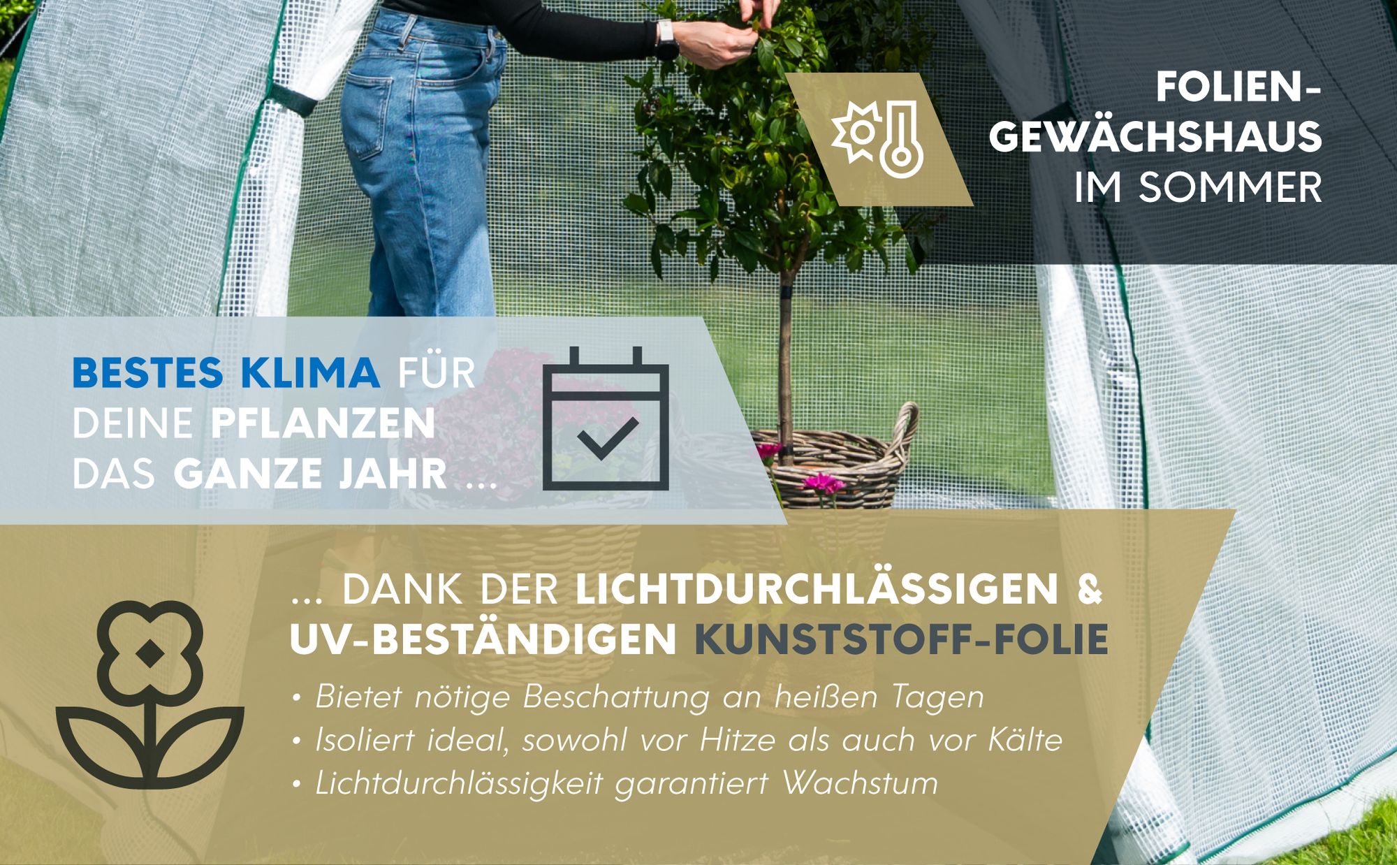 Westmann Überwinterungszelt & Foliengewächshaus Avocado Weiß 250x250x250 cm