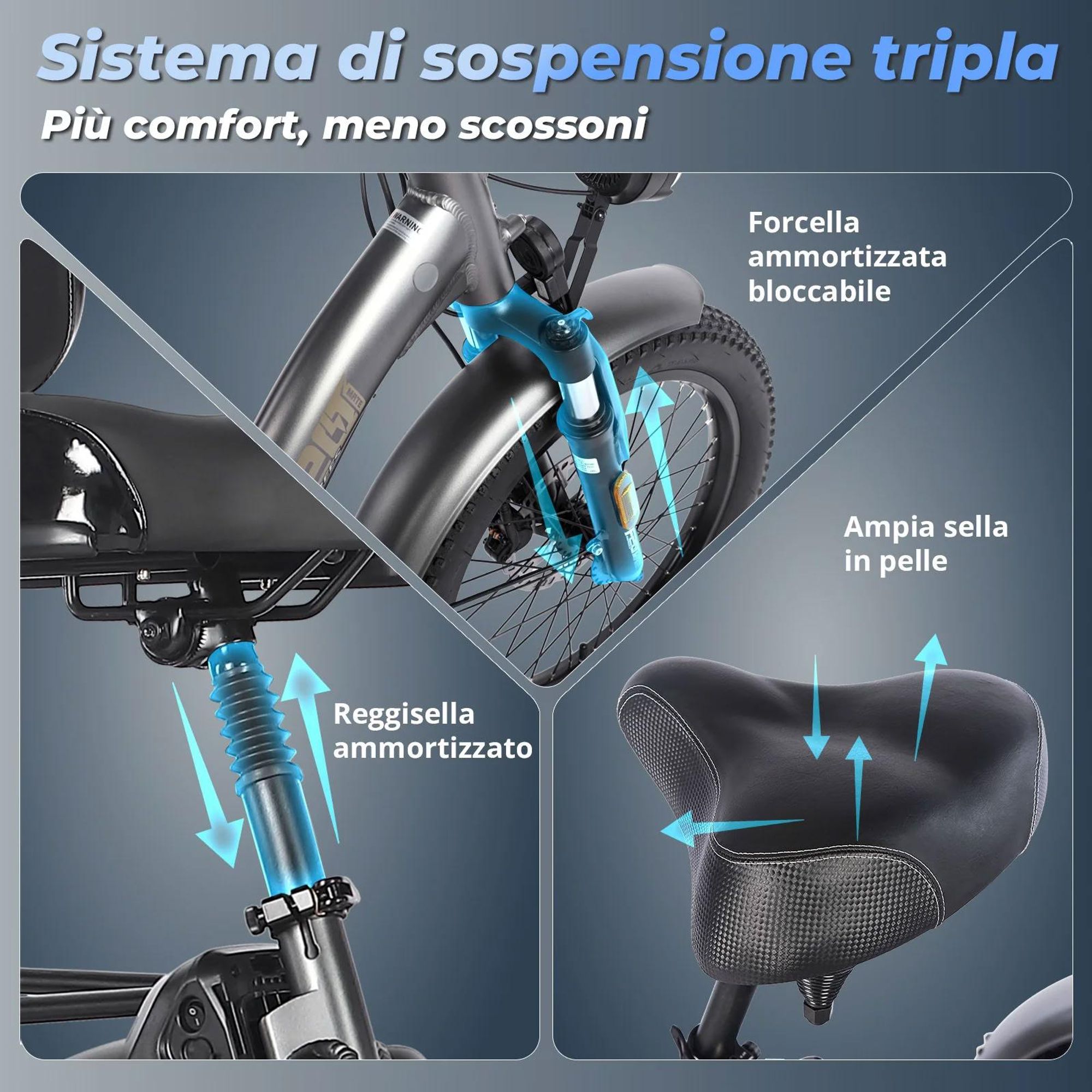 FAFREES F20 Mate Triciclo Elettrico - Batteria 48V21AH Freni a Disco Idraulici 20 Pollici Pneumatici - Grigio blu
