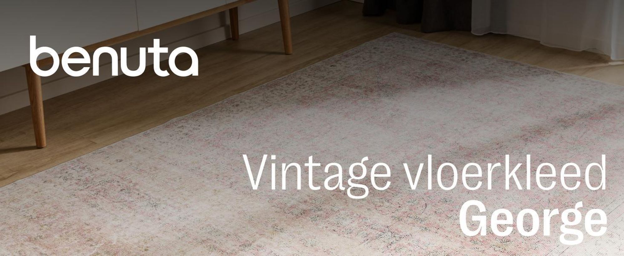 benuta Wasbaar vintage tapijt George Crème/Taupe 200x300 cm Woonkamer tapijt Slaapkamer zacht oosters Rechthoekig