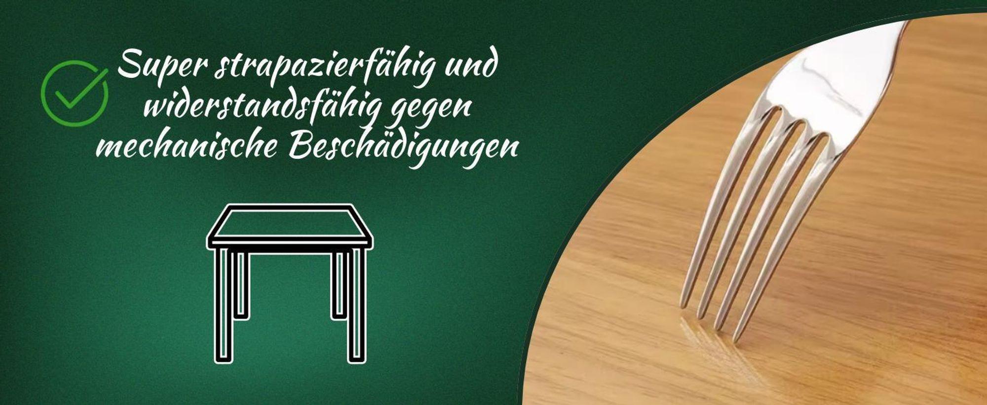 Strapazierfähige Tischmatte, kratzfest und widerstandsfähig.