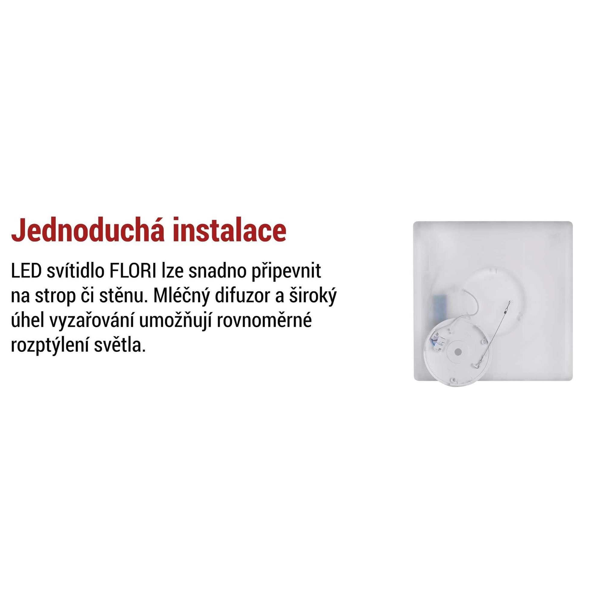 EMOS LED nástěnné/stropní svítidlo FLORI, čtvercové, neutrální bílá 4000 K, 2200 lm, 22 W (místo 150 W žárovky), 42x42 cm, bílé, ZM1403