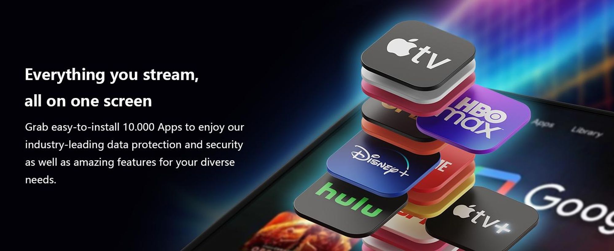 TUG42FD1 TuTu Android Smart TV - LED Full HD - 42 Zoll/108 cm - Sprachsteuerung & Streaming-Apps - HDMI x3, USB x2, CI+ - Tripple Tuner DVB-T/T2/S/S2/C - Randlos Design - Montiert in Eindhoven, Niederlande - TUG42FD1