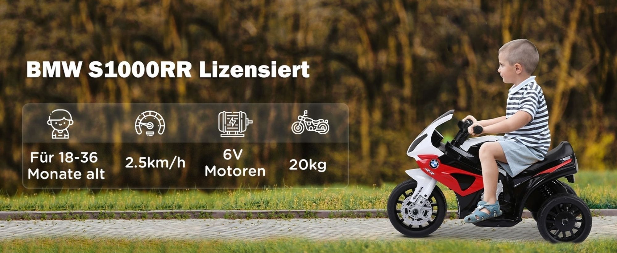 HOMCOM Elektro Motorrad für Kinder Kindermotorrad Kinderfarhzeug BMW Linzenz