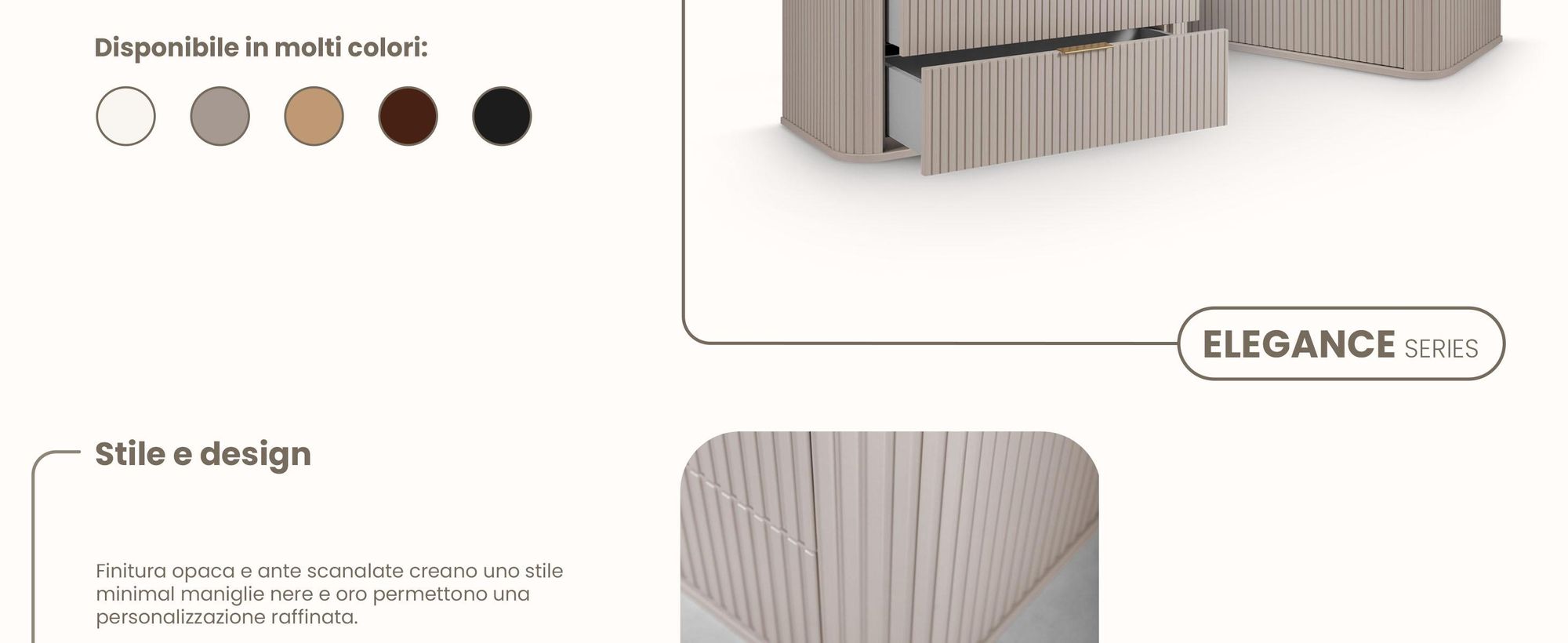 Mobile da bagno 100 CM Beige Mat MDF 2 cassetti