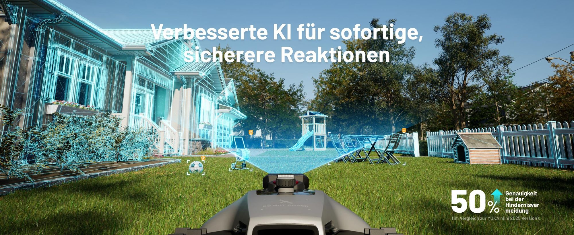 Mähroboter Mammotion YUKA Mini 2 800 mit Garage, Waschständer, bis 800 m², DropMow, Auto-Kartierung, Kantenschneiden, 4G-Modul, APP