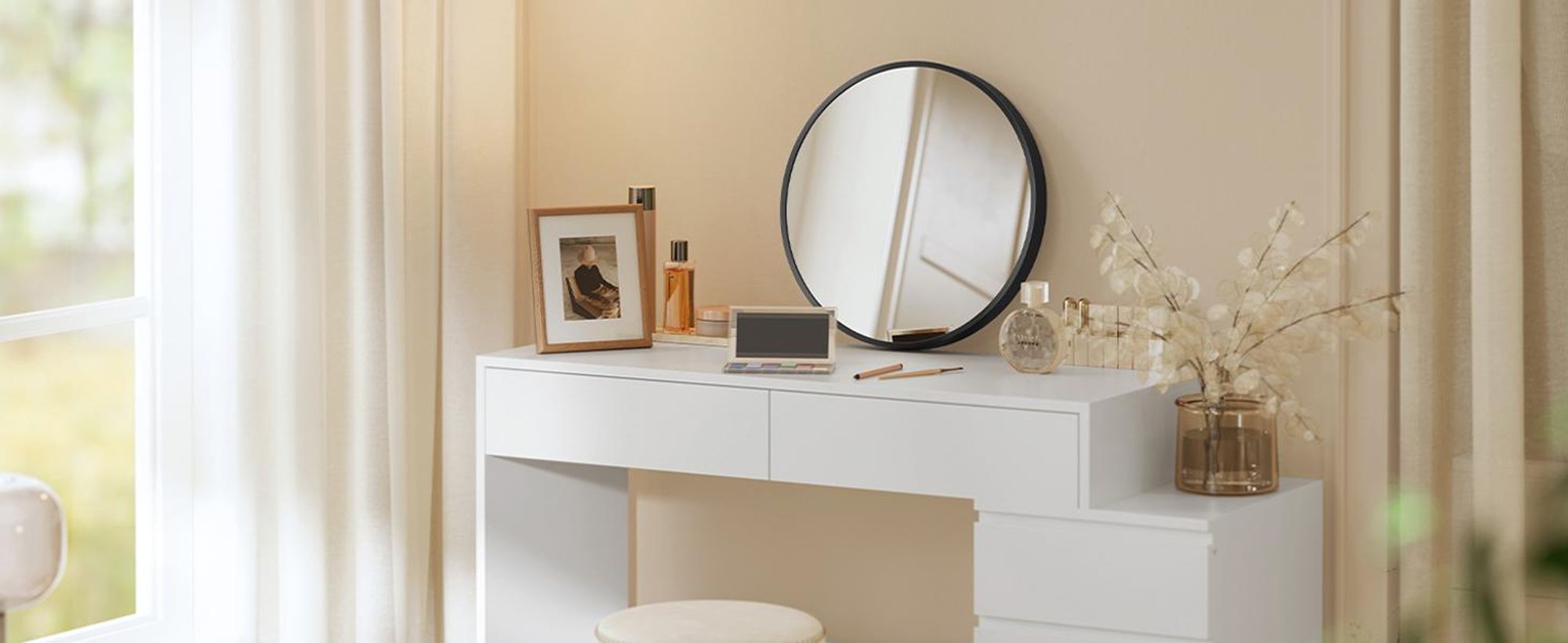 SONGMICS Wandspiegel, Spiegel rund,Metallrahmen, modern, für Bad, Wohnzimmer, Schlafzimmer, Flur, schwarz
