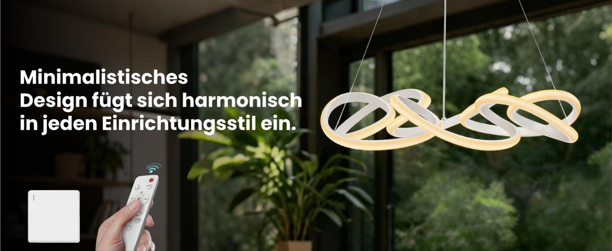 Mai & Mai Pendelleuchte Esstisch, 52cm LED Moderne Hängelampe Weiß, stufenlos dimmbar 3000K–6400K, höhenverstellbare mit Fernbedienung, Alivetta25040