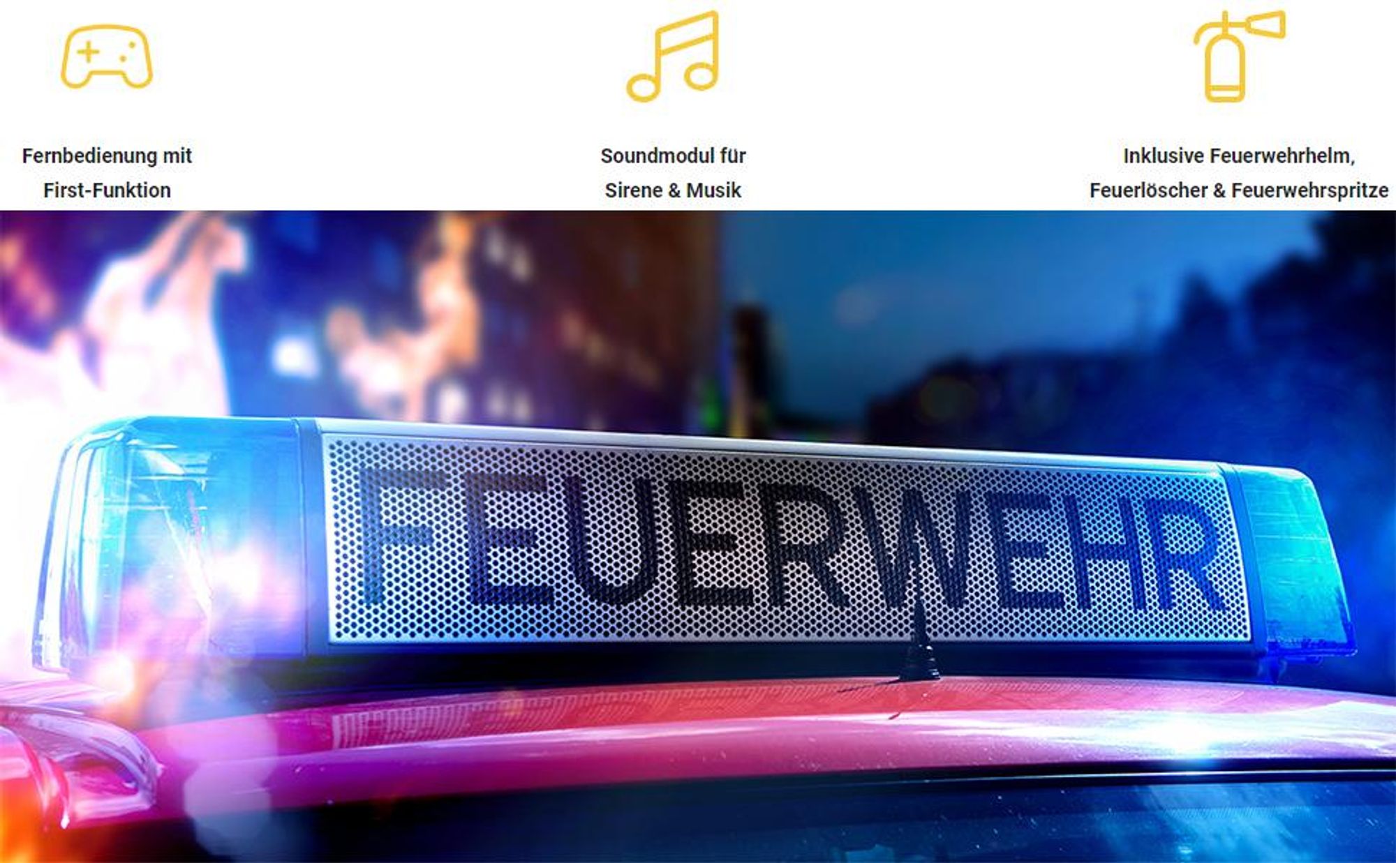 Actionbikes Motors Elektro Feuerwehr Auto| Feuerwehrauto Kinderauto - Bremsautomatik - Kinder Fahrzeug - Sirene & Blaulicht - Bluetooth - ab 3 Jahre
