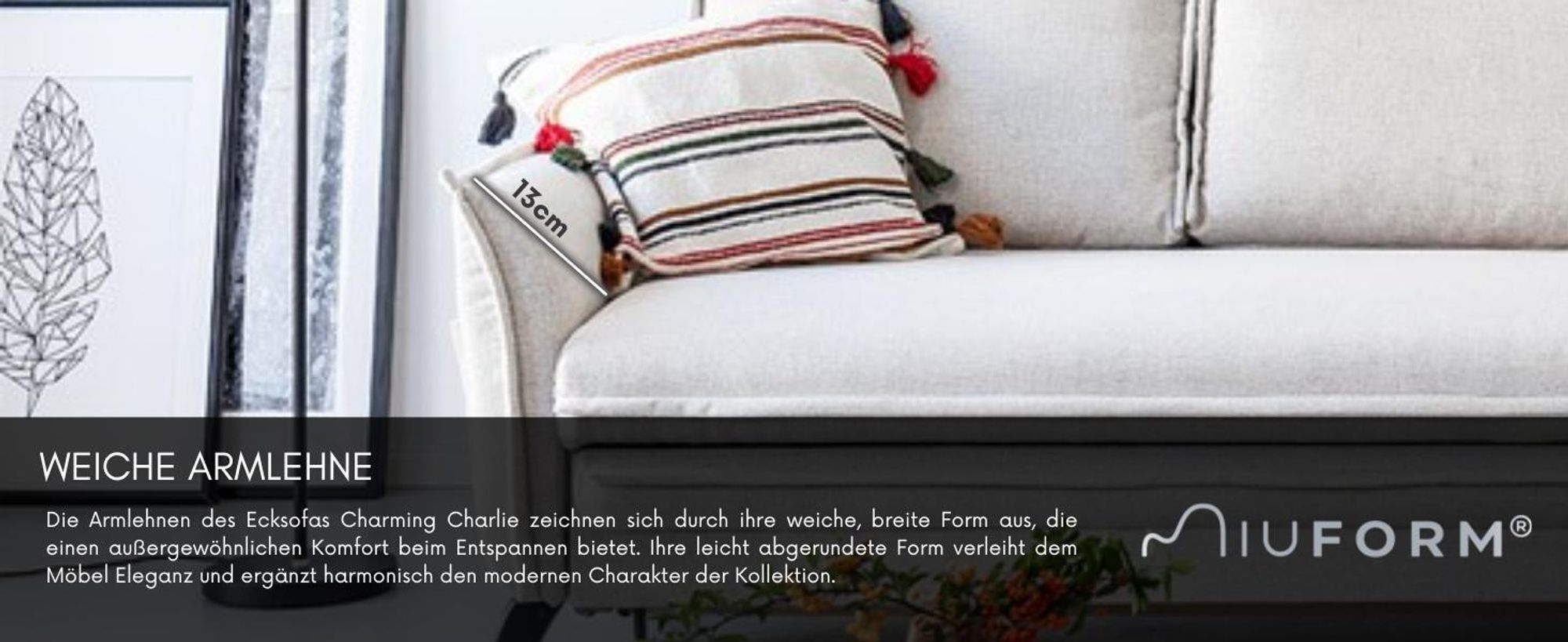 MIUFORM Charming Charlie - Ecksofa mit Bettfunktion und Bettkasten L-FORM RECHTS - 228x150cm - Dunkelgrau - Sofa Schlafsofa Couch