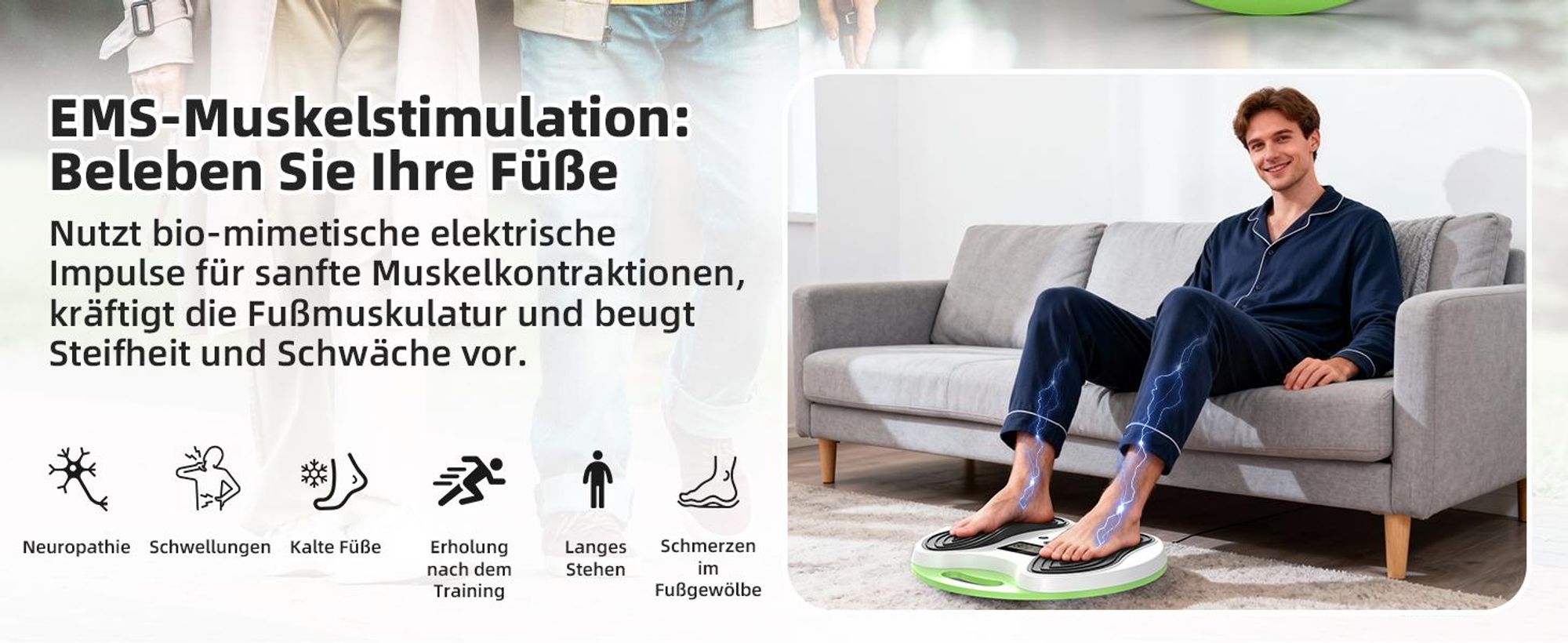 EMS Fußmassagegerät für Durchblutung & Schwellungen – Elektrischer Foot Circulation Stimulator