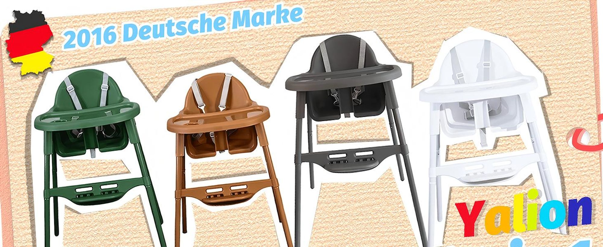 Yalion Hochstuhl 2 in 1 HochstuhlEsszimmerstuhl für Kleinkinder von 6-36 Monaten|Abnehmbares Tablett|5-Punkt-Sicherheitsgurt|max.Belastung 15 kg-Braun