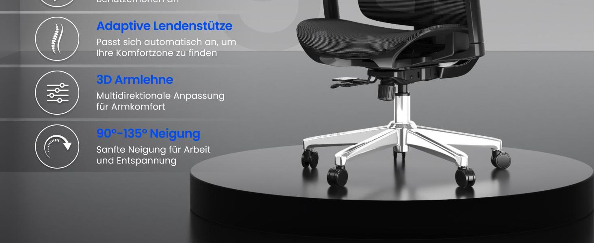 FLEXISPOT ErgoX Ergonomischer Bürostuhl, Schreibtischstuhl, 3D-Armlehnen & Kopfstütze, 5D-verstellbare Rückenlehne, Tragfähigkeit von 136 kg, Schwarz