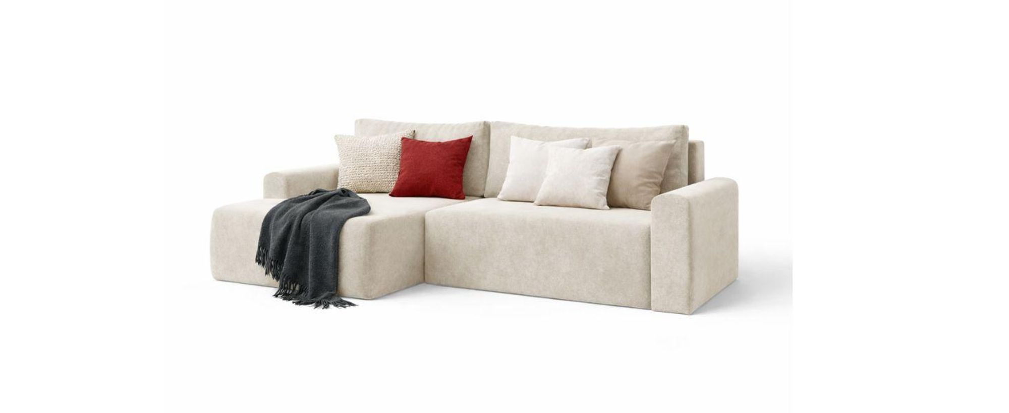 Ecksofa MILO LARGE mit Schlaffunktion und Bettkasten, linke Ecke - VIBE 03