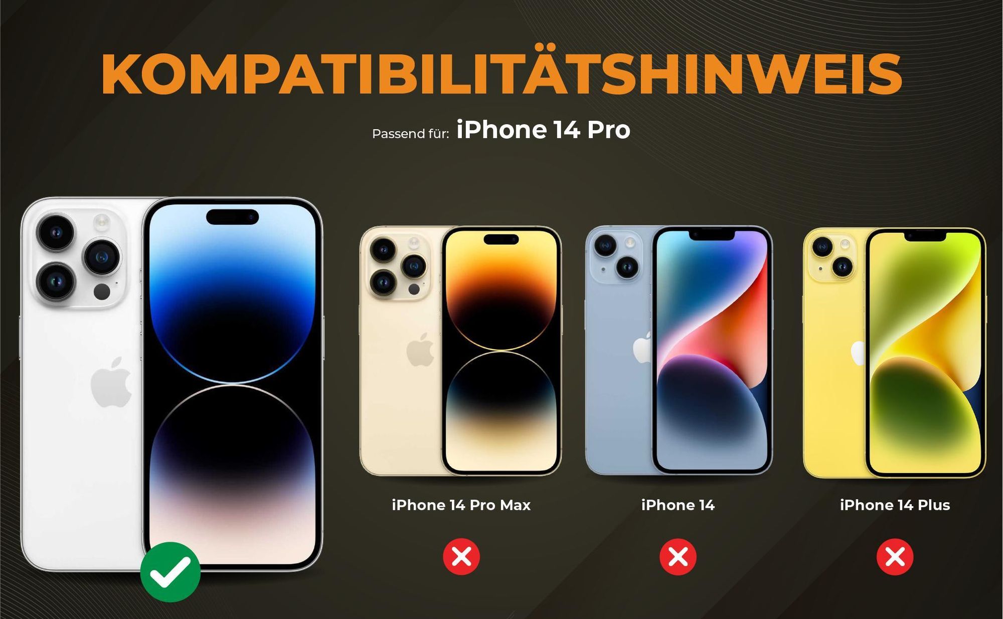 Kompatibilitätshinweise Hülle für Apple iPhone 14 Pro